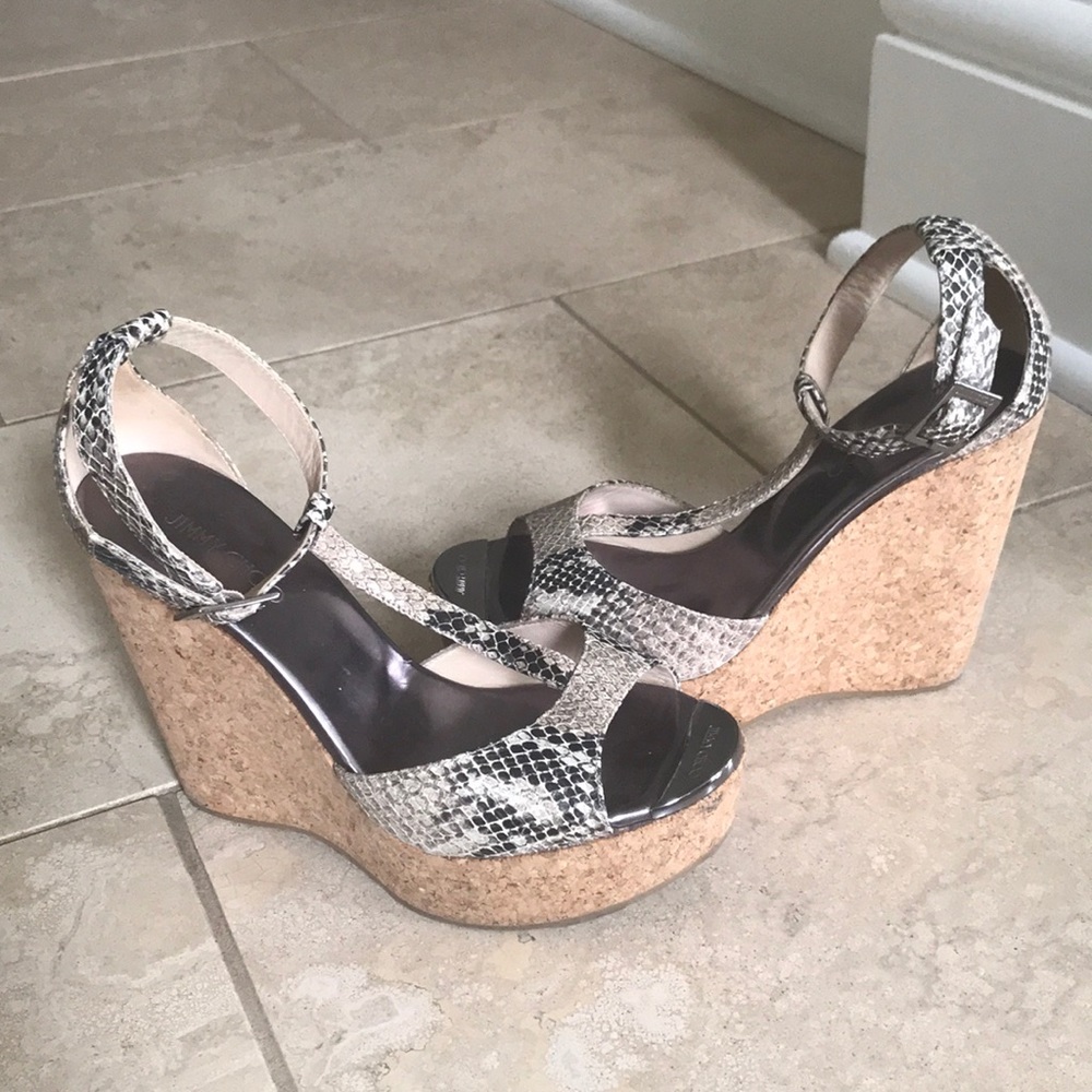 Jimmy Choo T-strap wedge sandals